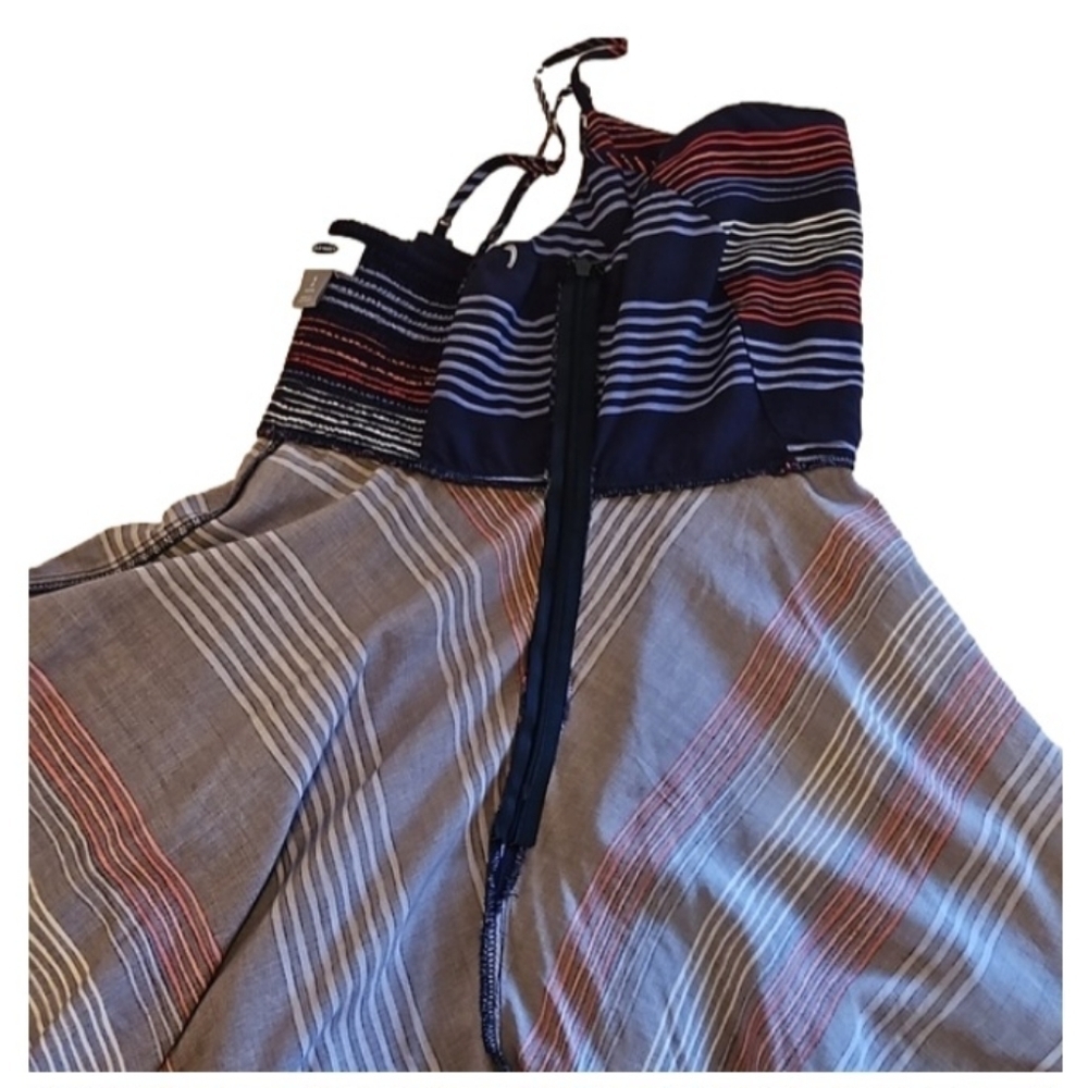 Old Navy patriotic mini dress petite blue scrunch Bach geometric design stripes - Picture 6 of 17